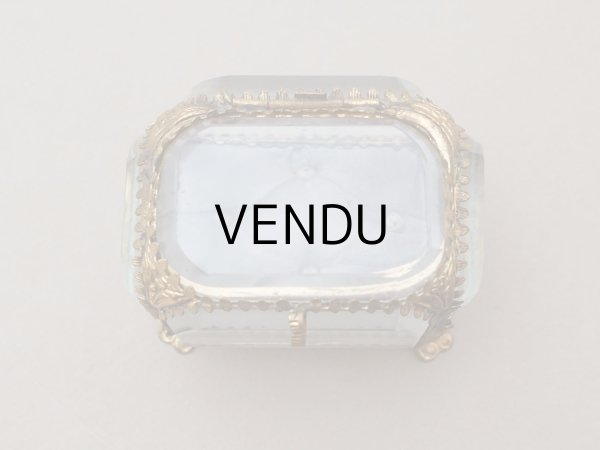 画像3: アンティーク ジュエリーボックス 薄紫 ラヴェンダーグレイのシルククッション  (3)