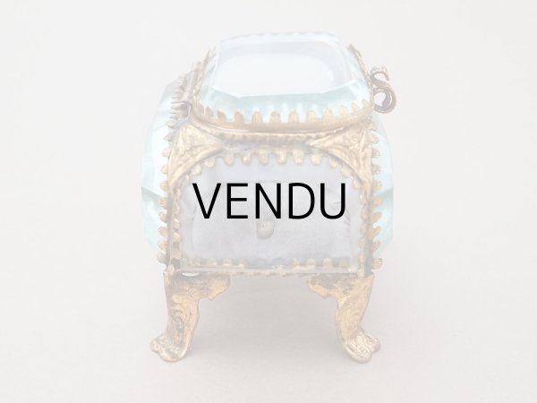 画像10: アンティーク ジュエリーボックス 薄紫 ラヴェンダーグレイのシルククッション  (10)