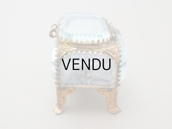 画像11: アンティーク ジュエリーボックス 薄紫 ラヴェンダーグレイのシルククッション  (11)