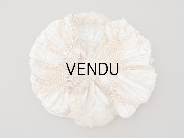 画像2: アンティーク シャンパンピンクのリボン シルクシフォン&シルクサテン 大きなモチーフ  (2)