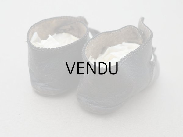 画像8: 19世紀末 アンティーク Louis Gustave Beaudelot JEMEAU ドールシューズ レザー 黒 (9) 約7.9×3.4cm  (8)