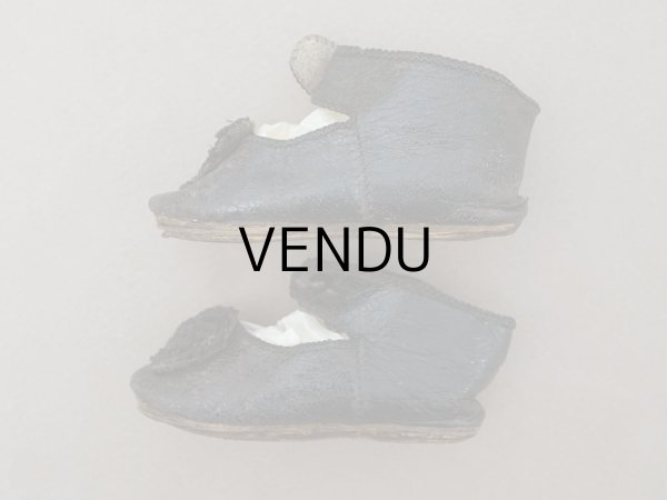 画像7: 19世紀末 アンティーク Louis Gustave Beaudelot JEMEAU ドールシューズ レザー 黒 (9) 約7.9×3.4cm  (7)