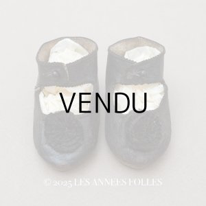 画像: 19世紀末 アンティーク Louis Gustave Beaudelot JEMEAU ドールシューズ レザー 黒 (9) 約7.9×3.4cm