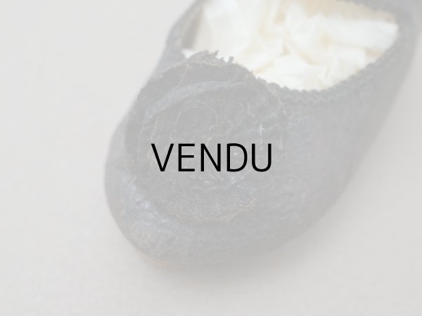 画像4: 19世紀末 アンティーク Louis Gustave Beaudelot JEMEAU ドールシューズ レザー 黒 (9) 約7.9×3.4cm  (4)