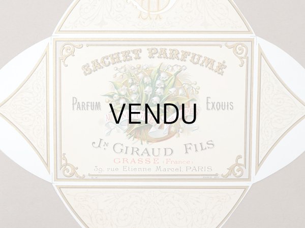 画像2: アンティーク 鈴蘭 パウダーサシェのラベル SACHET PARFUME AU MUGUET DES ALPES パフュームラベル - JN.GIRAUD FILS - (2)