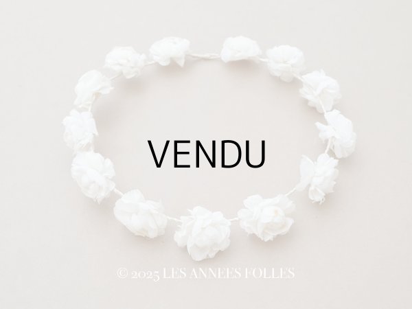 画像1: アンティーク 薔薇の布花のティアラ 花冠 初聖体 (1)