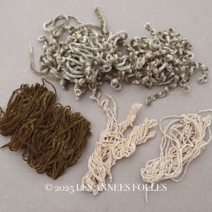 画像: アンティーク 刺繍用 シルクベルベットの紐 4点セットシェニール糸 シュニーユ糸