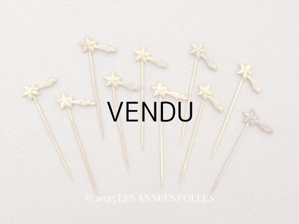 画像1: 1900年頃 アンティーク 流れ星のエパングル ゴールド 10ピースのセット (1)