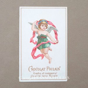 画像: アンティーク クロモ ピンクのリボンを持つ天使 - CHOCOLAT POULAIN -