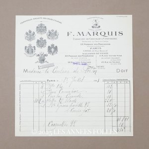 画像: 1935年 アンティーク 『ショコラ・フランソワ・マルキ』の請求書  - CHOCOLAT FRANCOIS MARQUIS PARIS -
