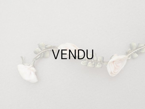 画像4: アンティーク シルク製 パウダーピンクの薔薇のロココトリム 59cm (4)