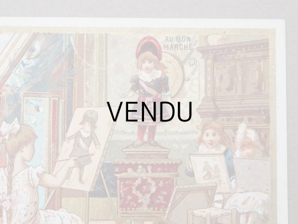 画像2: アンティーク クロモ 少女とドールの絵画の時間  JOUETS LA PEINTURE  -AU BON MARCHE- (2)
