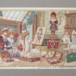 画像: アンティーク クロモ 少女とドールの絵画の時間  JOUETS LA PEINTURE  -AU BON MARCHE-