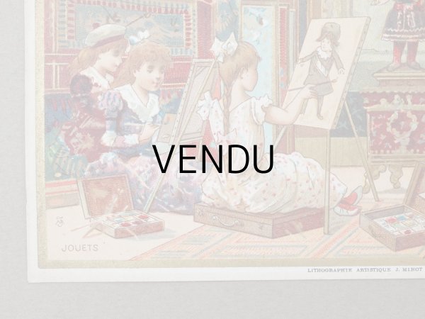 画像3: アンティーク クロモ 少女とドールの絵画の時間  JOUETS LA PEINTURE  -AU BON MARCHE- (3)