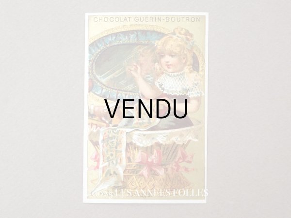 画像1: アンティーク クロモ 少女と裁縫箱  PANIER A OUVRAGE  - CHOCOLAT GUERIN-BOUTRIN - (1)