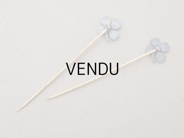 画像3: アンティーク 四つ葉のクローバー 小さなエパングル 2点セット (3)