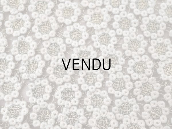 画像2: ＊蚤の市＊アンティーク メタル＆コットンクロシェのレース 花模様 30×80cm  (2)
