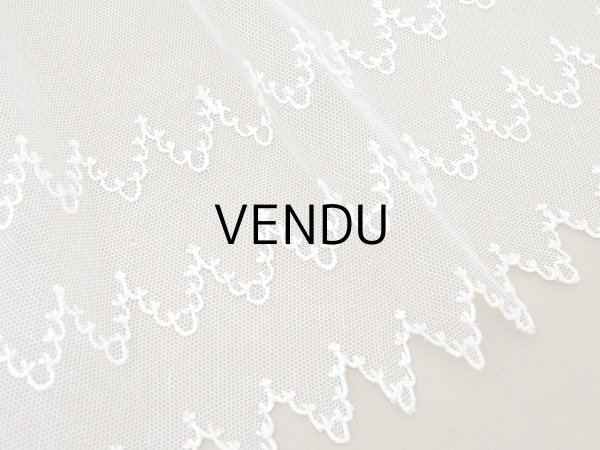 画像2: アンティーク  刺繍入り 幅広 チュールレース 幅24cm (2)