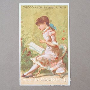 画像: アンティーク クロモ 楽譜と少女  LA MUSIQUE - CHOCOLAT GUERIN-BOUTRON -