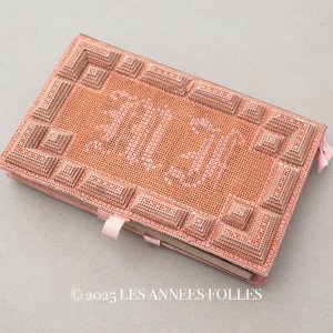 画像: 19世紀 アンティーク 未使用 ピンクの手帳 イニシャル入り JF MJ 