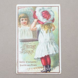 画像: アンティーク クロモ 赤い帽子の少女 - CHOCOLAT POULAIN -