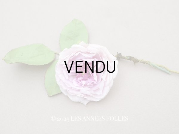 画像1: アンティーク ライラックピンクの薔薇の布花 クウォーターロゼット咲き (1)