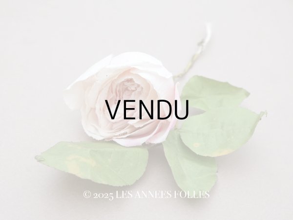 画像1: アンティーク パウダーピンクの薔薇の布花 クウォーターロゼット咲き (1)