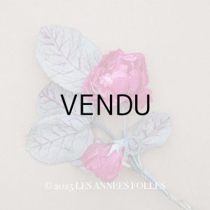 画像: アンティーク 薔薇の布花 フューシャピンク クウォーターロゼット咲き