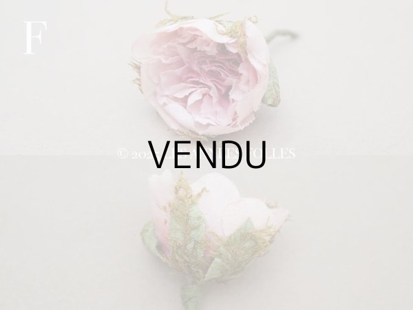 画像8: アンティーク 小さな薔薇の布花  パウダーピンク ピース売り クウォーターロゼット咲き (8)