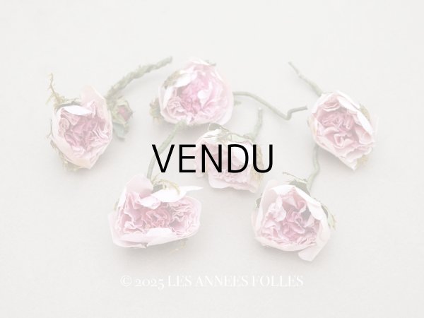 画像1: アンティーク 小さな薔薇の布花  パウダーピンク ピース売り クウォーターロゼット咲き (1)
