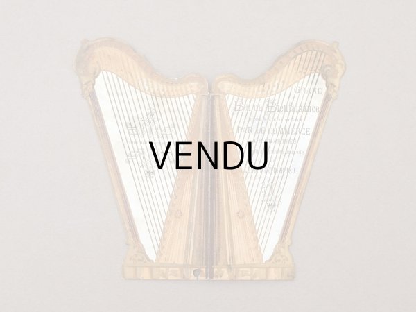 画像2: 1891年 アンティーク 舞踏会の手帳 ハープ型 カルネ・ド・バル LUNDI 9 FEVRIER 1914 (2)