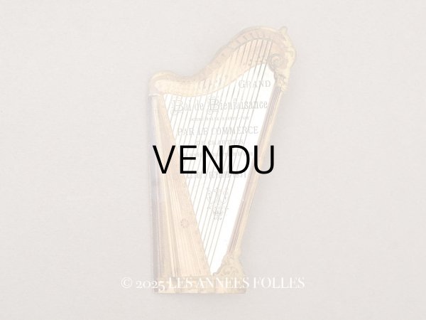 画像1: 1891年 アンティーク 舞踏会の手帳 ハープ型 カルネ・ド・バル LUNDI 9 FEVRIER 1914 (1)