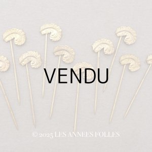 画像: 1900年頃 アンティーク フェザーのエパングル ゴールド 10ピースのセット