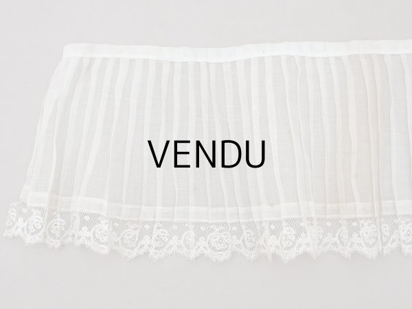 画像5: 1900年頃 アンティーク 幅広 ドレスの裾  レース付き プリーツ 3m 幅19.5cm コットンオーガンジー ドレスパーツ (5)