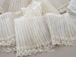 画像1: 1900年頃 アンティーク 幅広 ドレスの裾  レース付き プリーツ 3m 幅19.5cm コットンオーガンジー ドレスパーツ (1)