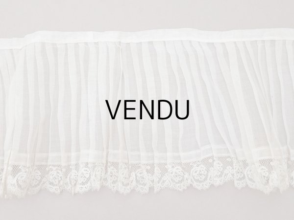 画像11: 1900年頃 アンティーク 幅広 ドレスの裾  レース付き プリーツ 3m 幅19.5cm コットンオーガンジー ドレスパーツ (11)
