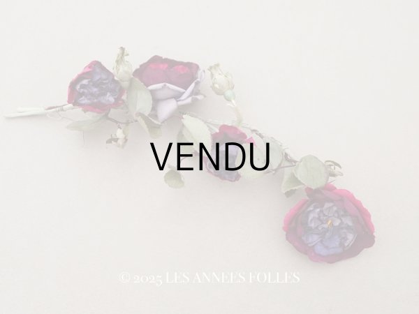 画像1: アンティーク 薔薇の布花 クウォーターロゼット咲き (1)