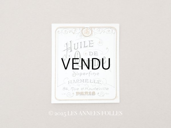 画像1: アンティーク パフュームラベル HUILE DE QUININE SUPERFINE  - HARMELLE PARIS - (1)