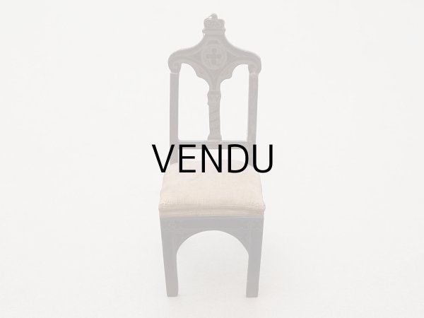 画像2: 19世紀 アンティーク ミニョネット用 チェア 十字架付き ドール用 家具 教会 (2)