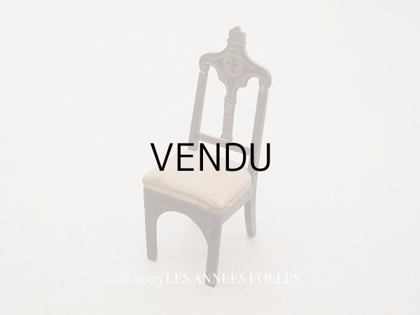 画像1: 19世紀 アンティーク ミニョネット用 チェア 十字架付き ドール用 家具 教会 (1)