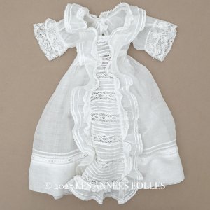 画像: 1900年頃 アンティーク ドール用 洗礼式のドレス ドールドレス