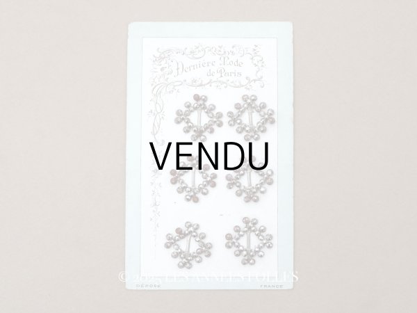 画像1: アンティーク とても小さなバックル 6点セット ドール用＆シューズ用 スチール製 (1)