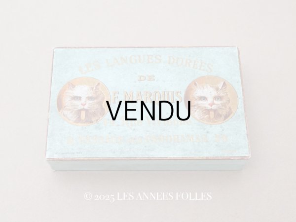 画像1: アンティーク ラングドシャのお菓子箱『ショコラ・フランソワ・ マルキ』LES LANGUES DOREES DE F.MARQUIS - CHOCOLAT FRANCOIS MARQUIS PARIS - (1)