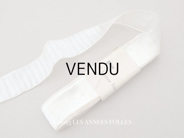 画像1: アンティーク オーガンジーのリボン オフホワイト 10m  (1)