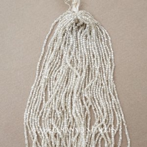 画像: アンティーク シードビーズ クリア＆ホワイトシルバー ガラス製 35〜59g 1cm=7粒