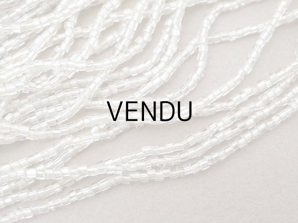 画像3: アンティーク シードビーズ クリア＆ホワイトシルバー ガラス製 35〜59g 1cm=7粒 (3)