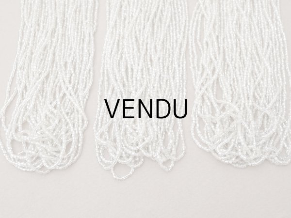 画像7: アンティーク シードビーズ クリア＆ホワイトシルバー ガラス製 35〜59g 1cm=7粒 (7)