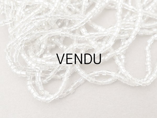 画像4: アンティーク シードビーズ クリア＆ホワイトシルバー ガラス製 35〜59g 1cm=7粒 (4)