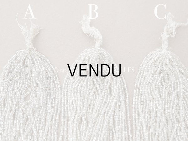 画像6: アンティーク シードビーズ クリア＆ホワイトシルバー ガラス製 35〜59g 1cm=7粒 (6)