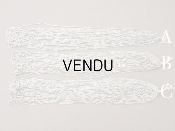 画像5: アンティーク シードビーズ クリア＆ホワイトシルバー ガラス製 35〜59g 1cm=7粒 (5)